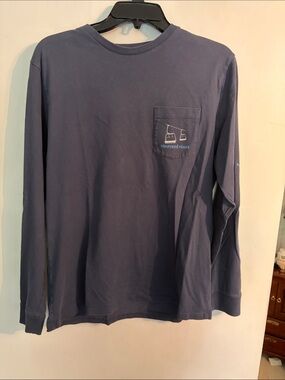 Vineyard Vines Women's Navy Ski Lift Long Sleeve Pocket Tee - medium